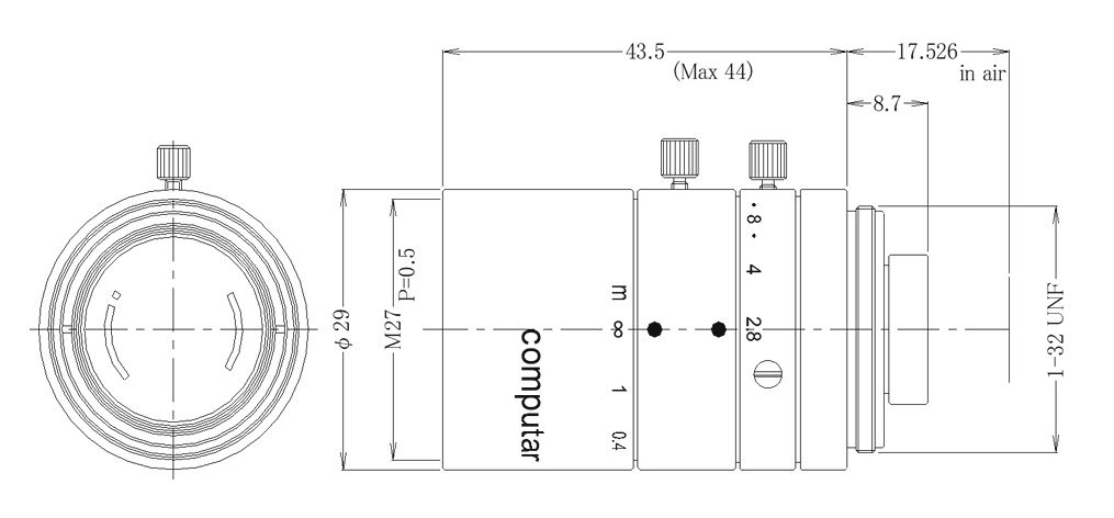 Unice M1224-MPW2 5 Megapixel Ultra Low Distortion Lens